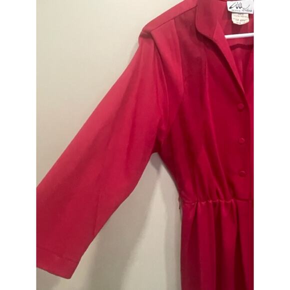 Vintage Willi of California Mid-Length Dress Belted Polyester Suede Sz 14 - Picture 10 of 11